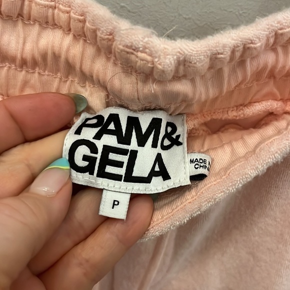 Pam + Gela Terry Zip Hoodie & Pants Two Piece Set Flared Zoe Pink Size Small - Picture 7 of 12